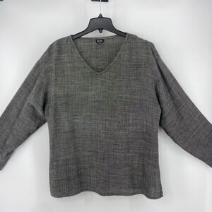 Eileen Fisher Shirt‎ Womens Small Black Organic Linen Tunic Lagenlook Minimalist